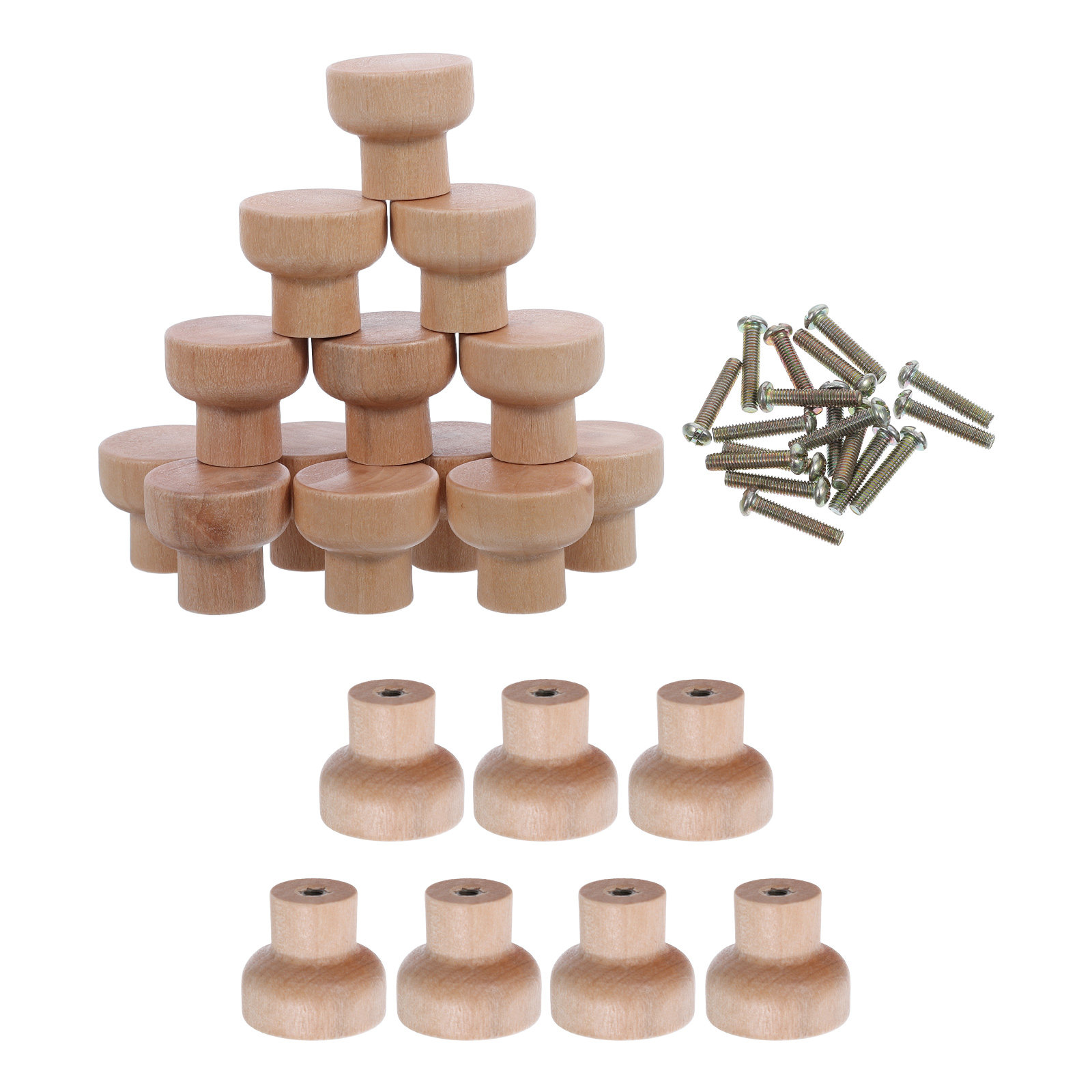 30Pcs Solid Beech Wood Drawer  - Cabinet Knob Round 评论和价格