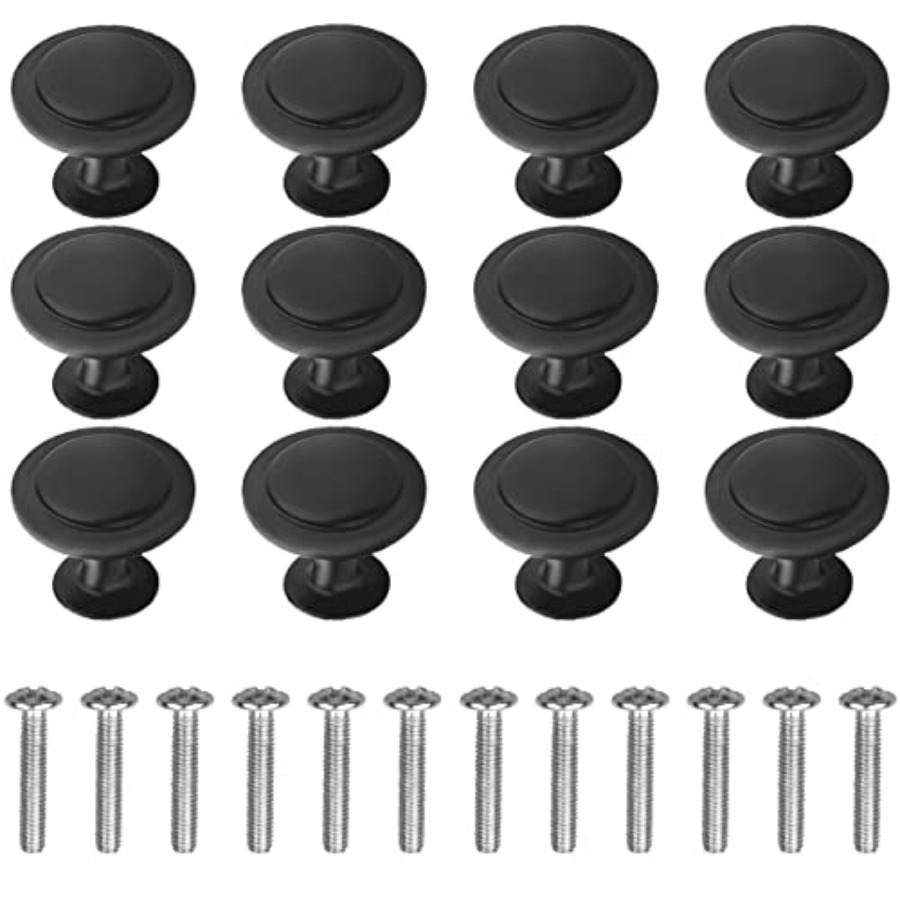 12 Pack Black Round Cabinet Ha - Cabinet Knob Round 评论和价格