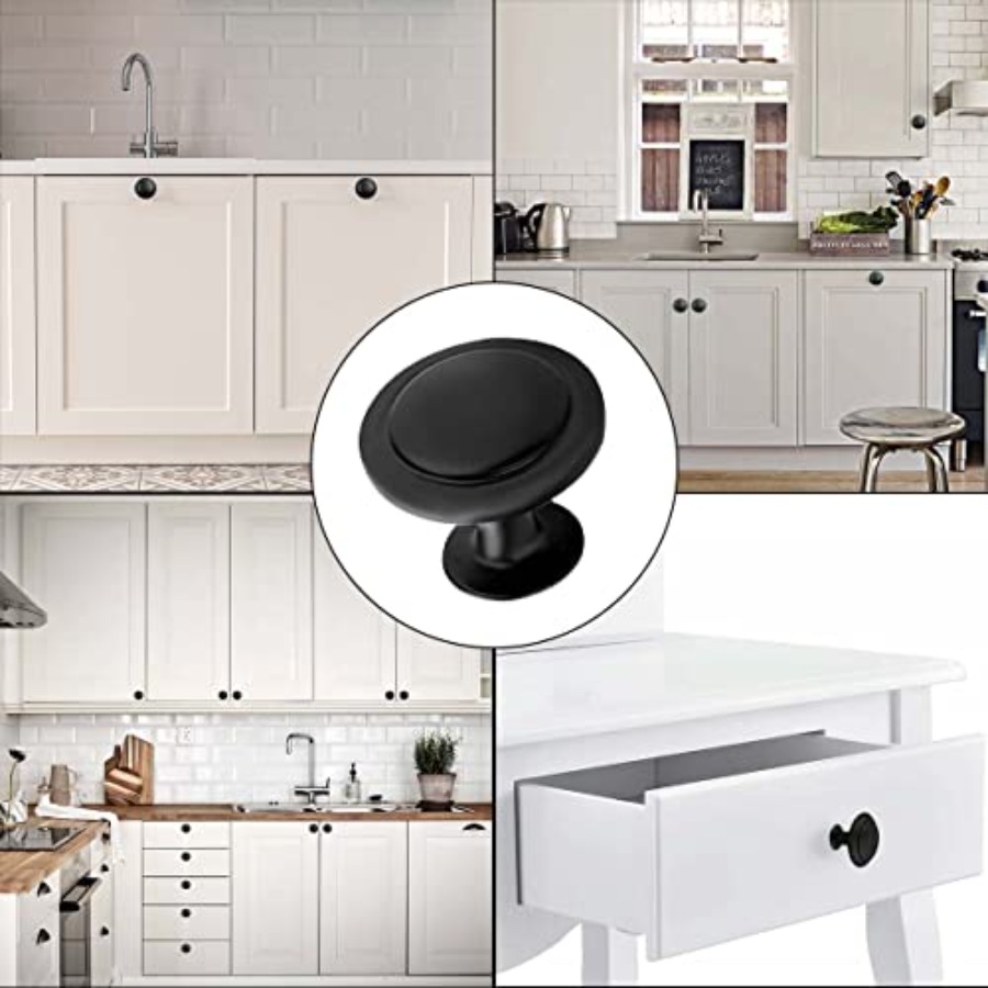12 Pack Black Round Cabinet Ha - Cabinet Knob Round 评论和价格