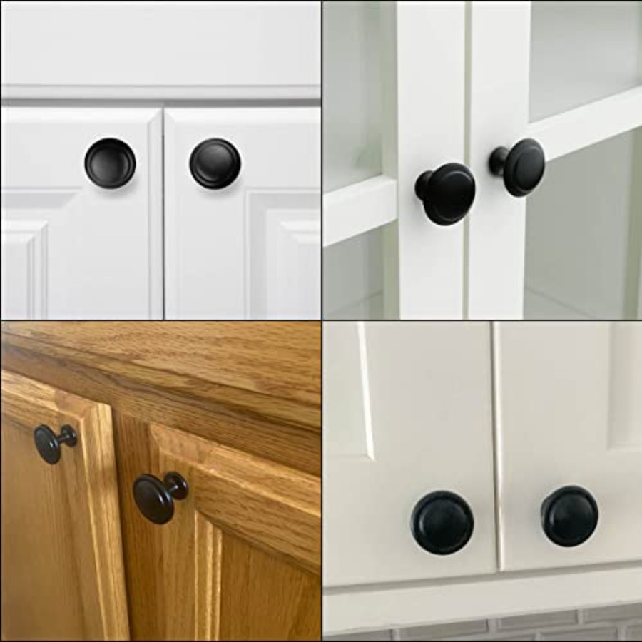 12 Pack Black Round Cabinet Ha - Cabinet Knob Round 评论和价格